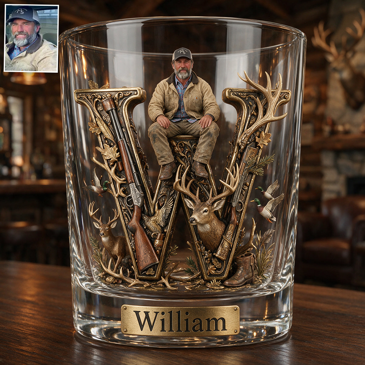 Verre à Whisky Personnalisé - Lettre Initiale de Chasse
