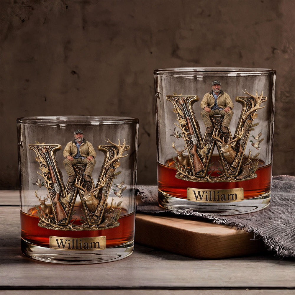Verre à Whisky Personnalisé - Lettre Initiale de Chasse