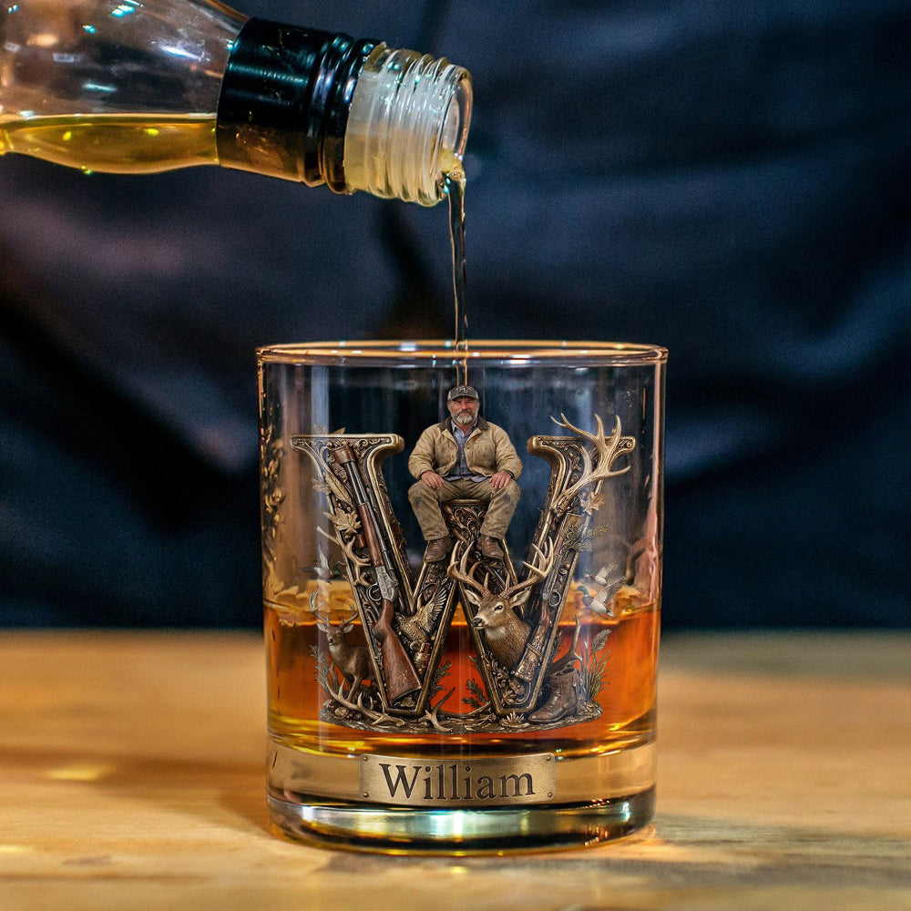 Verre à Whisky Personnalisé - Lettre Initiale de Chasse