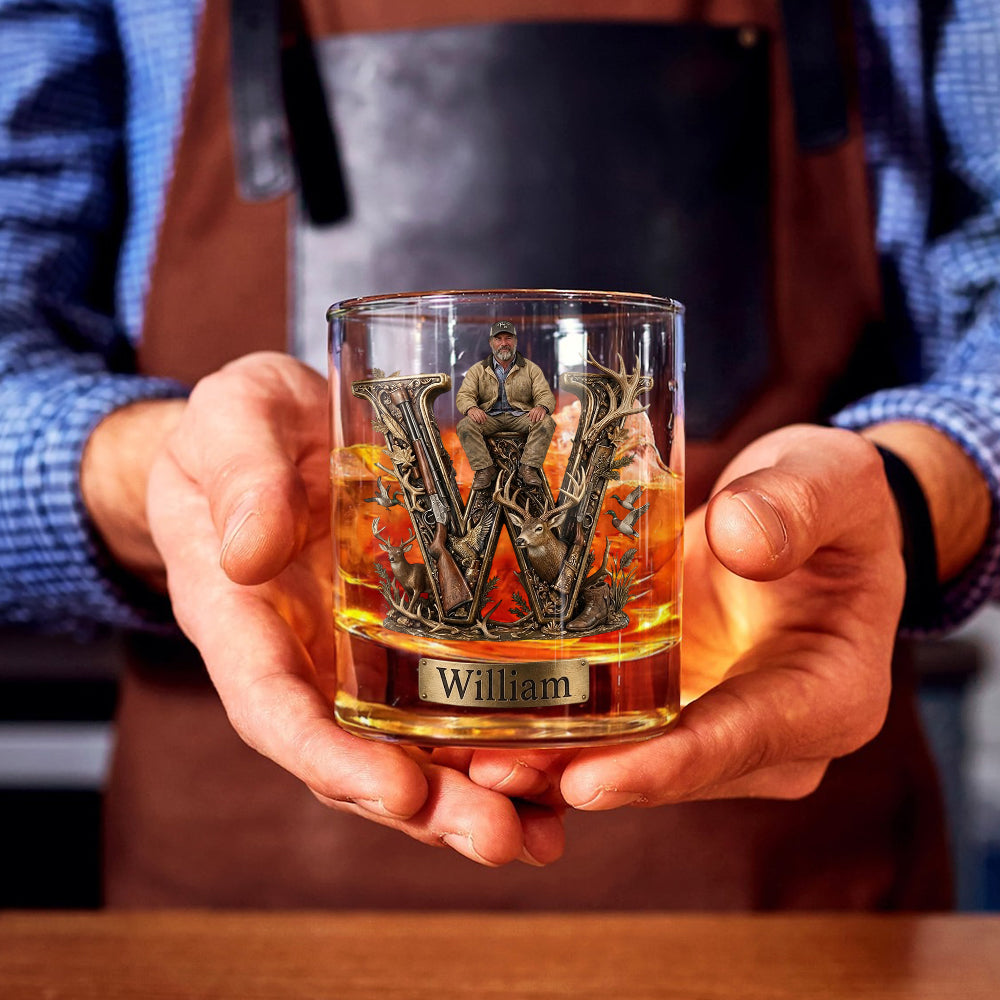 Verre à Whisky Personnalisé - Lettre Initiale de Chasse