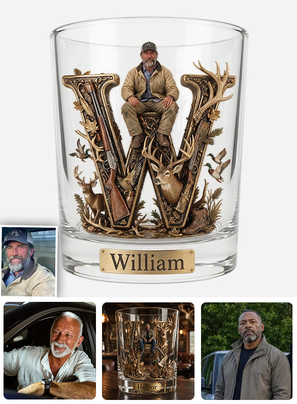Verre à Whisky Personnalisé - Lettre Initiale de Chasse