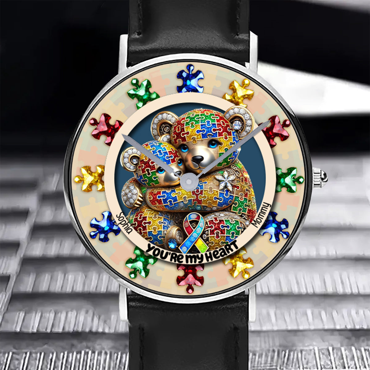 Tu es mon cœur - Montre-bracelet personnalisée pour la sensibilisation à l'autisme