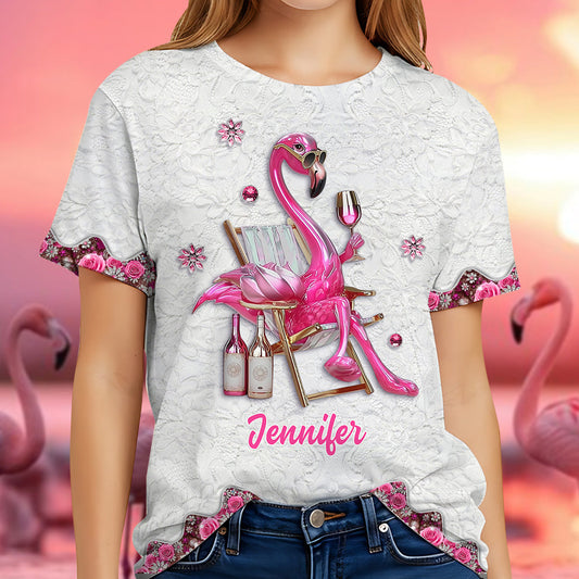 Soyez un flamant rose au milieu d'une volée de pigeons - T-shirt personnalisé à motif flamant rose