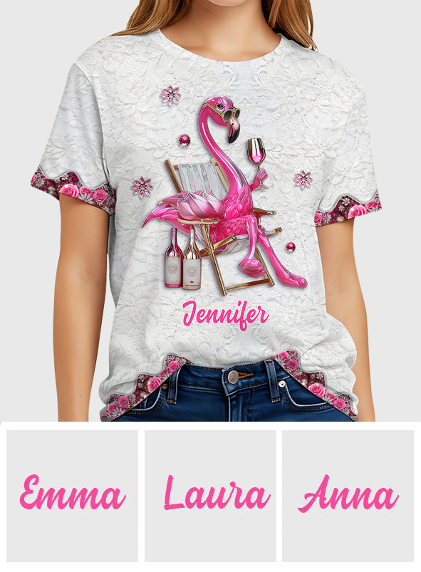 Soyez un flamant rose au milieu d'une volée de pigeons - T-shirt personnalisé à motif flamant rose
