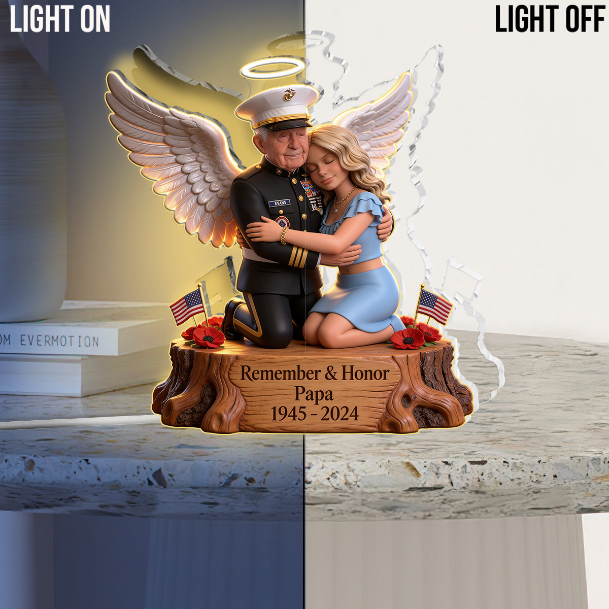 Souvenez-vous et honorez - Lampe de nuit LED acrylique personnalisée