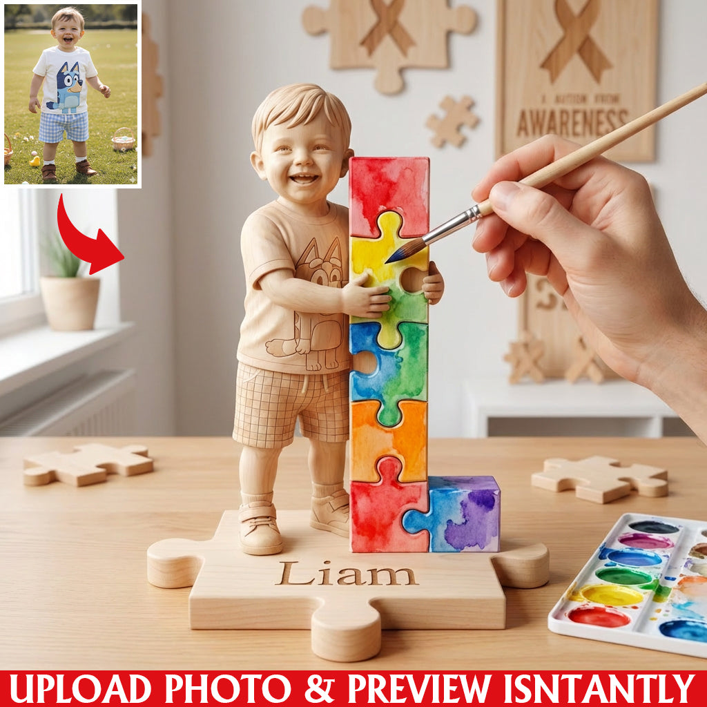 Autism Awareness Coloring - Personalized Autism Awareness Custom Shaped Wood Plaque