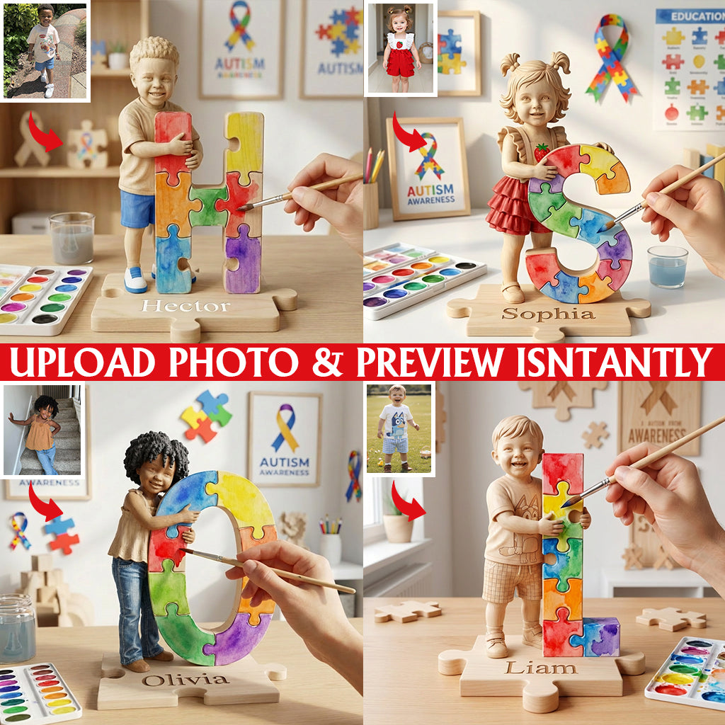 Autism Awareness Coloring - Personalized Autism Awareness Custom Shaped Wood Plaque