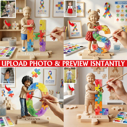 Autism Awareness Coloring - Personalized Autism Awareness Custom Shaped Wood Plaque