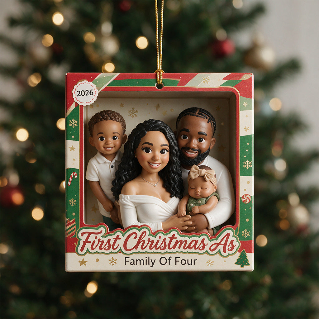 Premier Noël en tant que couple marié / Famille de trois... - Ornement personnalisé