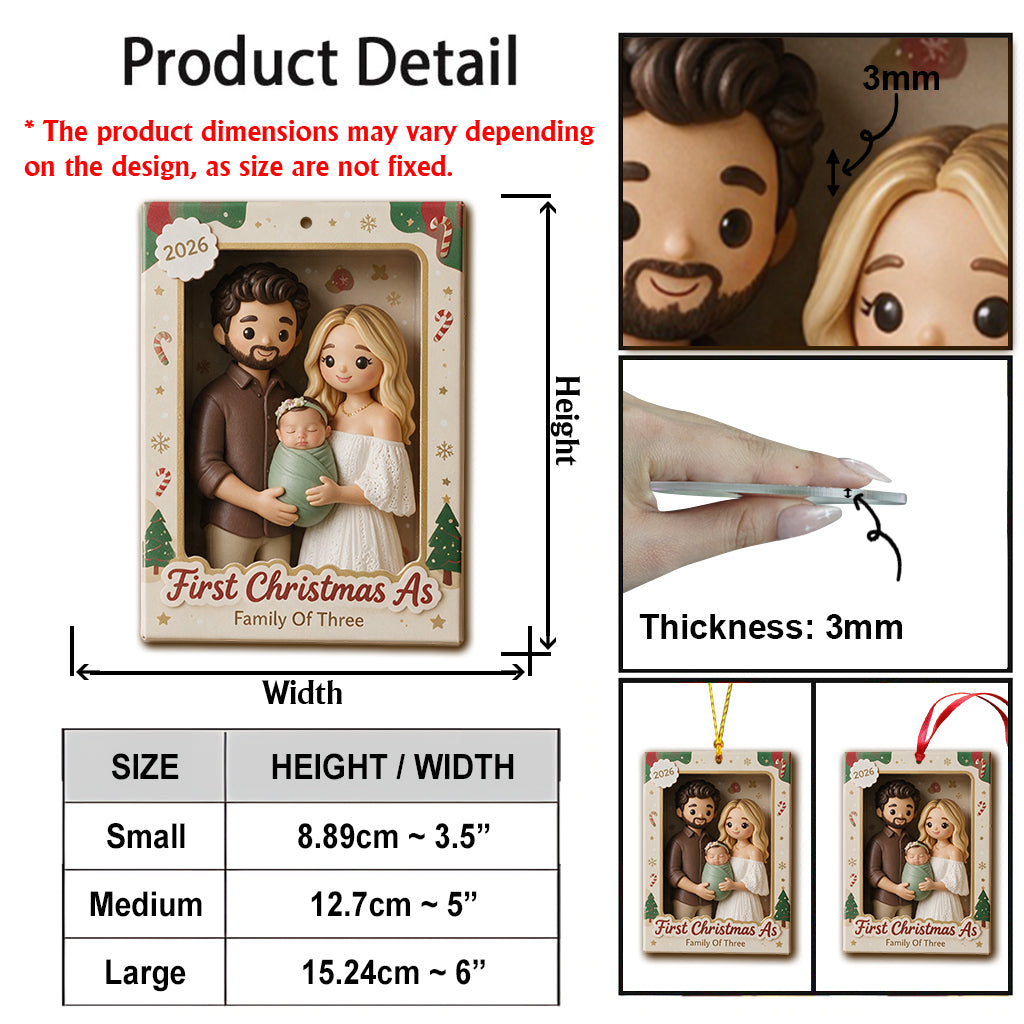 Premier Noël en tant que couple marié / Famille de trois... - Ornement personnalisé