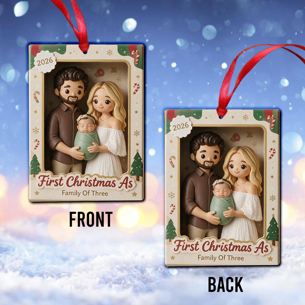 Premier Noël en tant que couple marié / Famille de trois... - Ornement personnalisé
