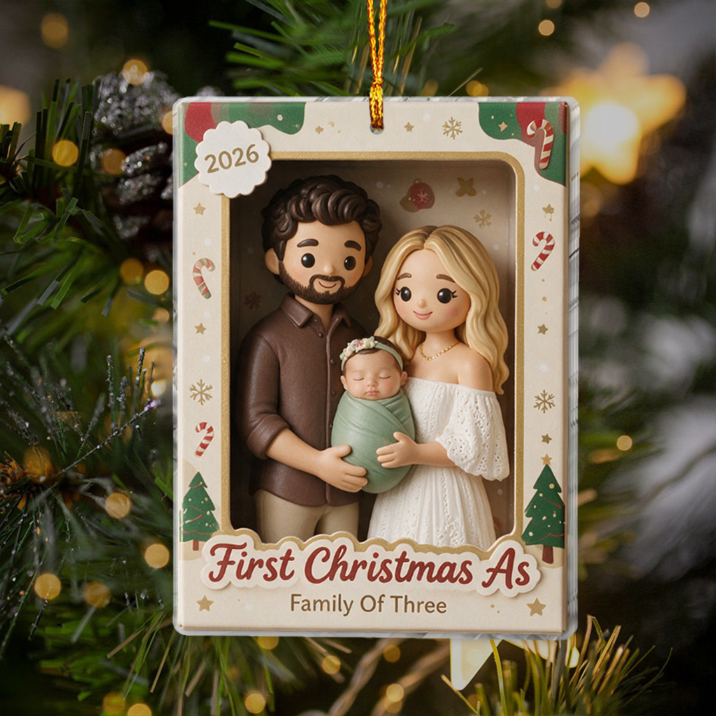 Premier Noël en tant que couple marié / Famille de trois... - Ornement personnalisé