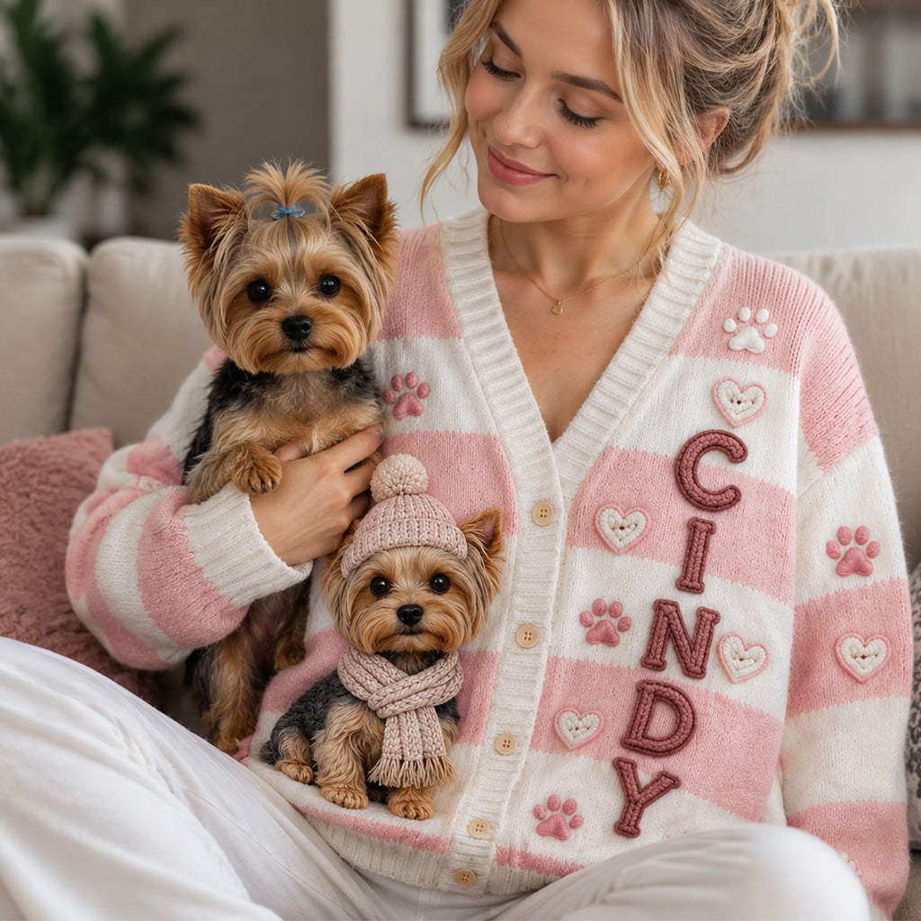 J'adore mes animaux - Pull cardigan personnalisé pour chien