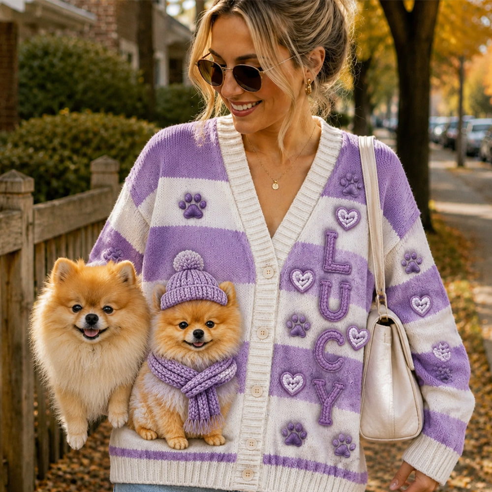 J'adore mes animaux - Pull cardigan personnalisé pour chien