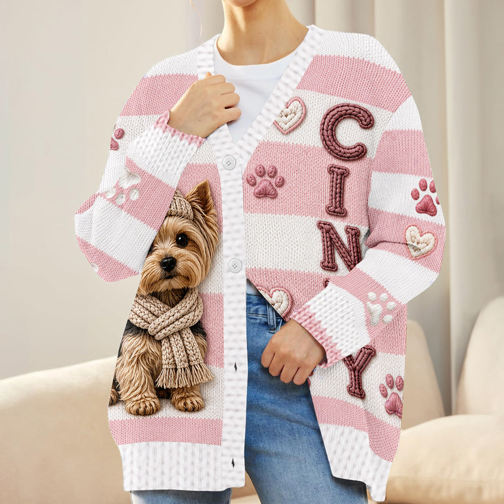 J'adore mes animaux - Pull cardigan personnalisé pour chien