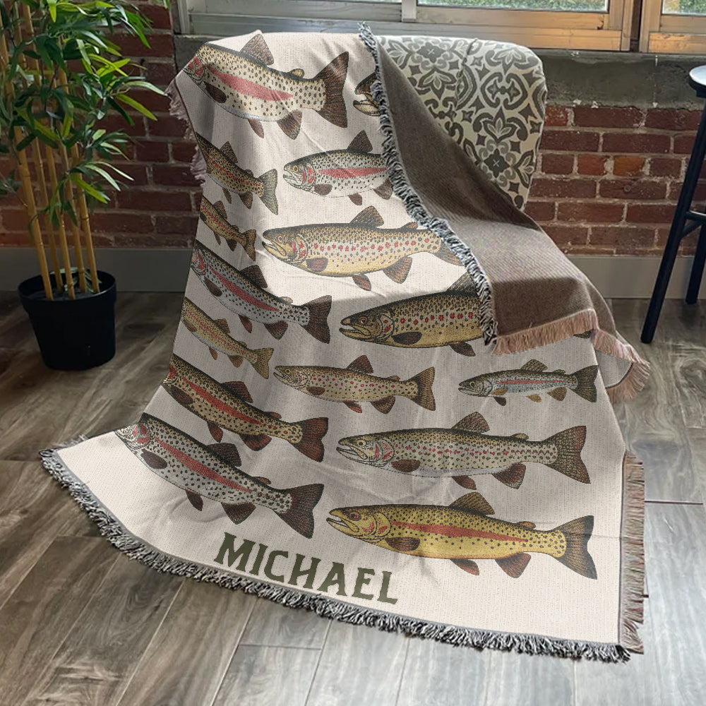 Couverture tissée personnalisée sur le thème de la pêche - Passionné de pêche