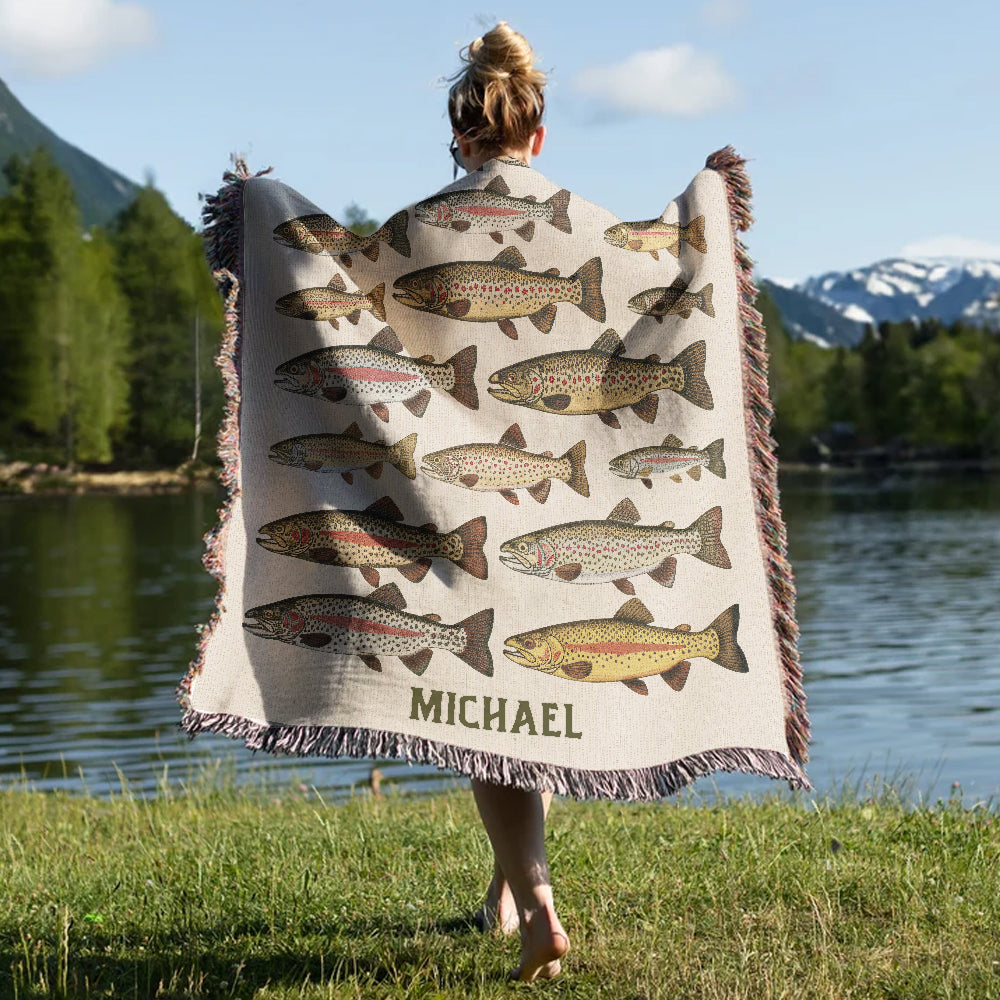 Couverture tissée personnalisée sur le thème de la pêche - Passionné de pêche