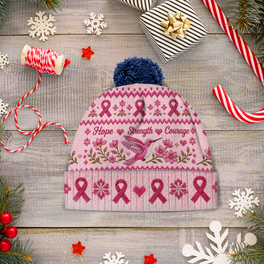 Breast Cancer Awareness - Personalized Breast Cancer Awareness Beanie Hat