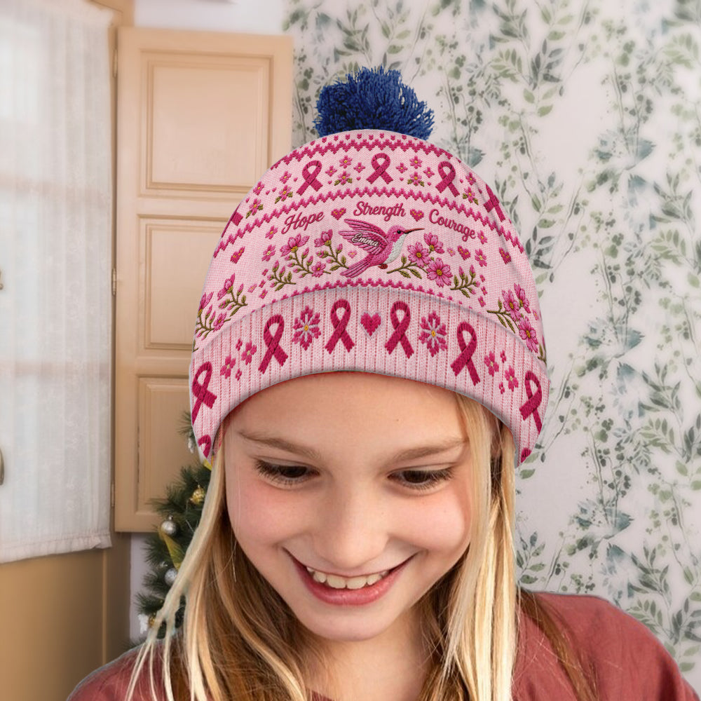Breast Cancer Awareness - Personalized Breast Cancer Awareness Beanie Hat