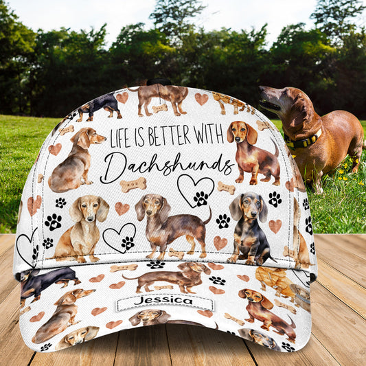 La vie est plus belle avec des teckels - Casquette classique personnalisée pour chien