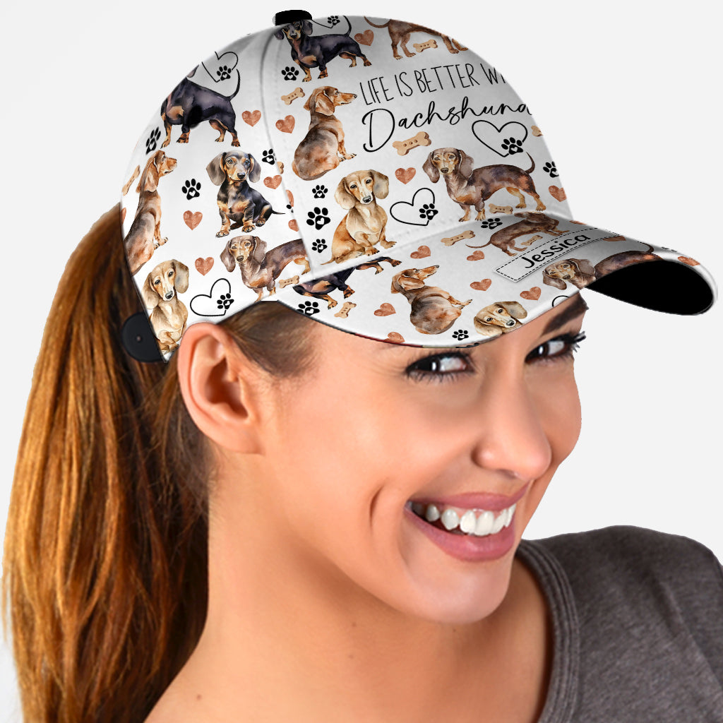 La vie est plus belle avec des teckels - Casquette classique personnalisée pour chien