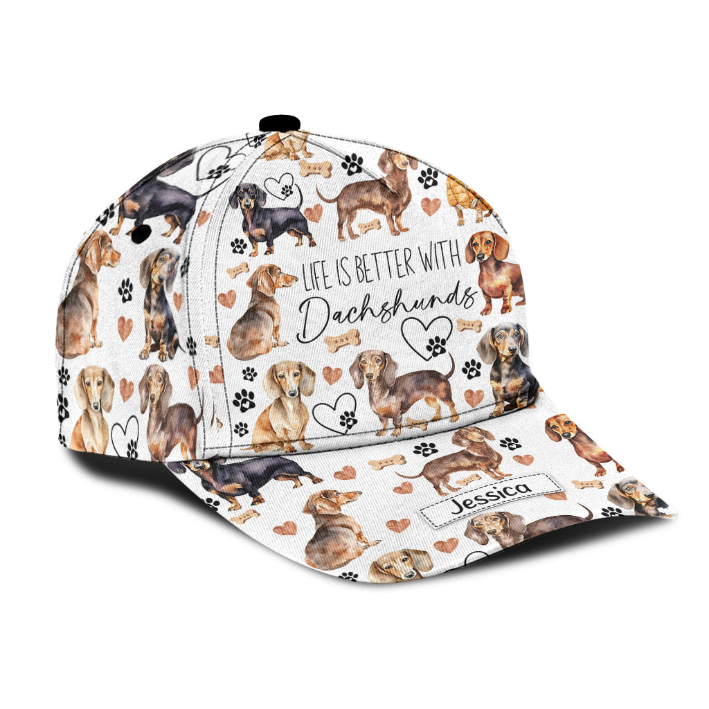 La vie est plus belle avec des teckels - Casquette classique personnalisée pour chien