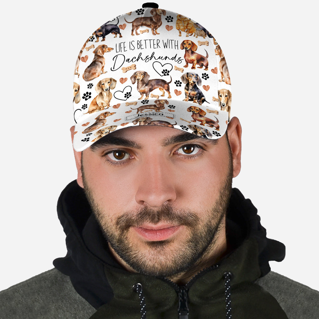 La vie est plus belle avec des teckels - Casquette classique personnalisée pour chien