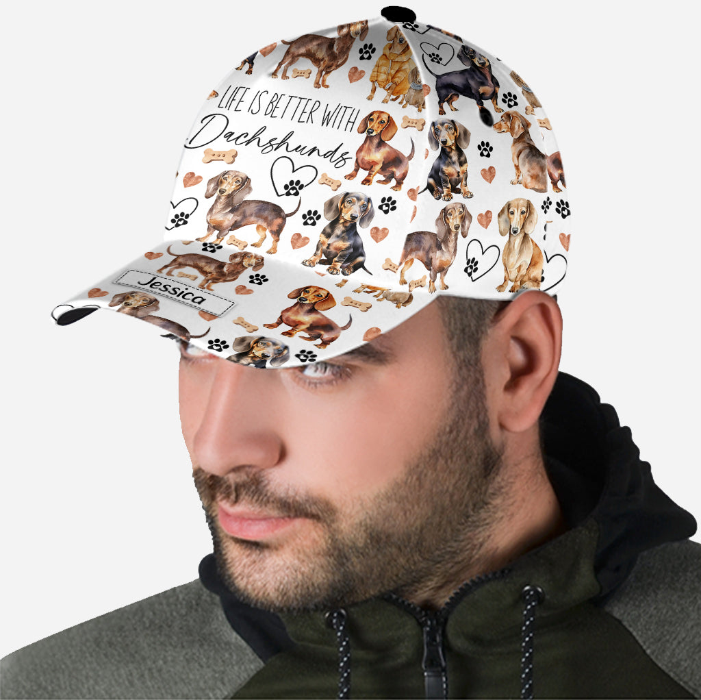 La vie est plus belle avec des teckels - Casquette classique personnalisée pour chien