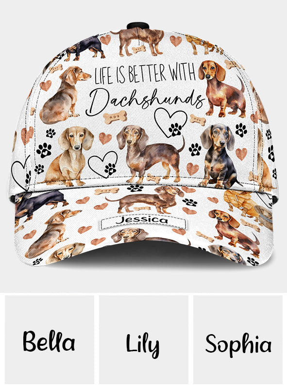 La vie est plus belle avec des teckels - Casquette classique personnalisée pour chien