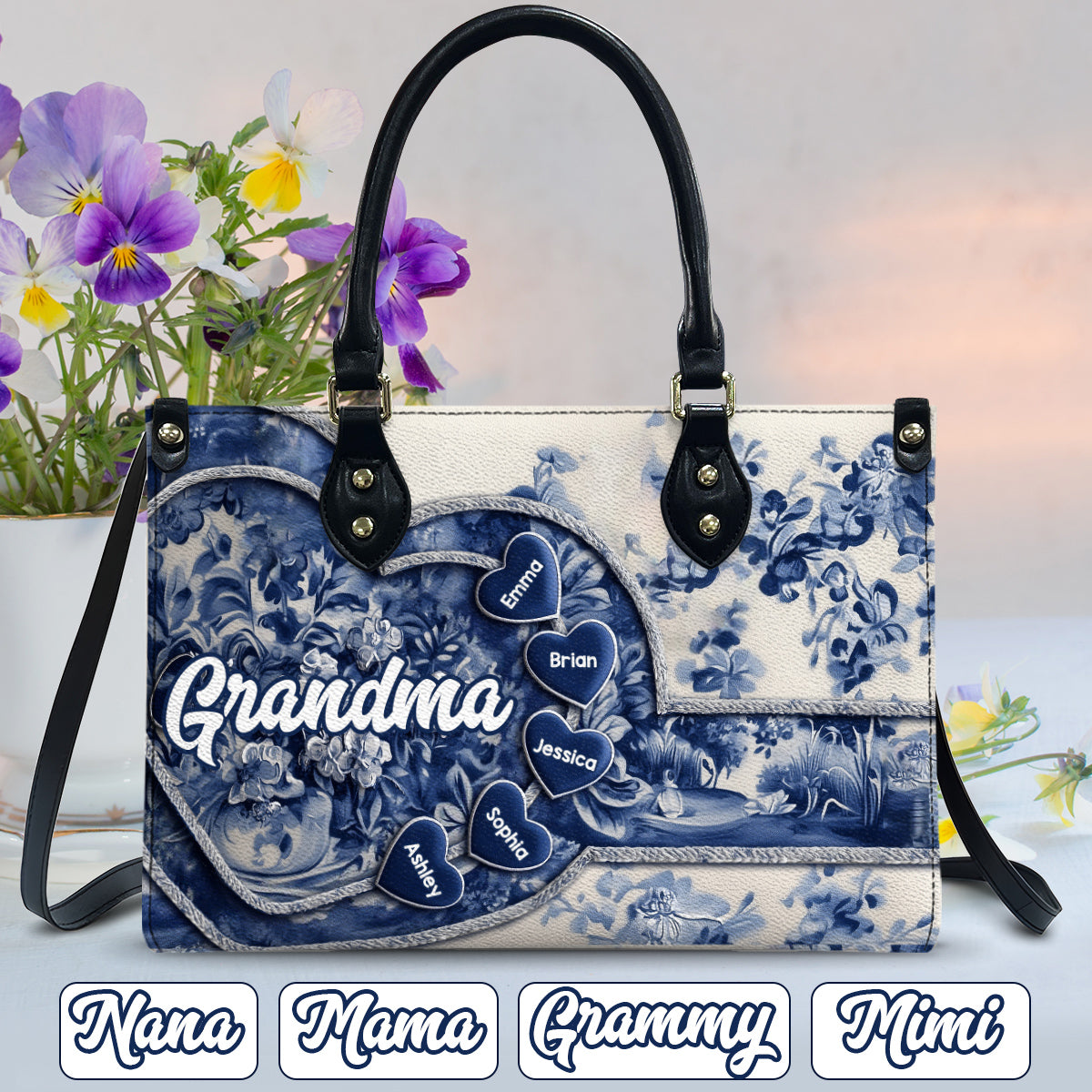 Sac à main en cuir personnalisé pour grand-mère Nana Gigi