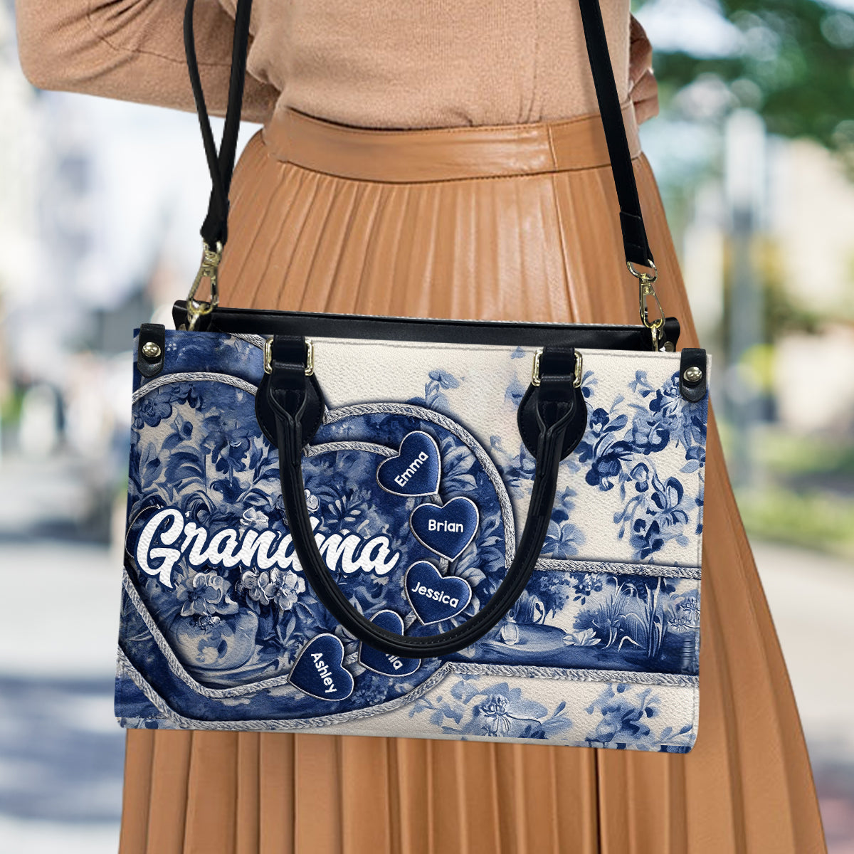 Sac à main en cuir personnalisé pour grand-mère Nana Gigi
