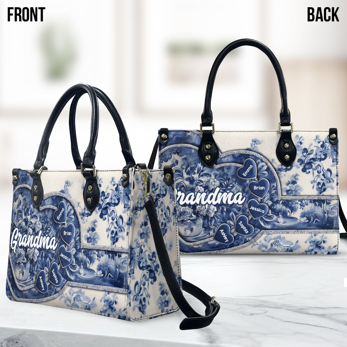 Sac à main en cuir personnalisé pour grand-mère Nana Gigi