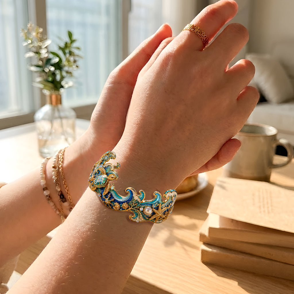 Idée Cadeau pour Amoureux de la Mer - Bracelet Personnalisé en Forme de Mer