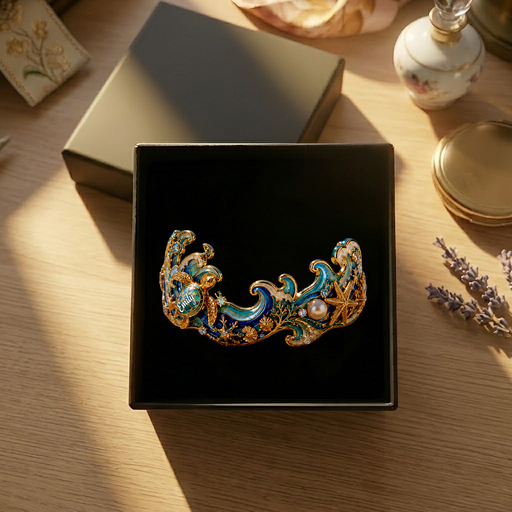 Idée Cadeau pour Amoureux de la Mer - Bracelet Personnalisé en Forme de Mer