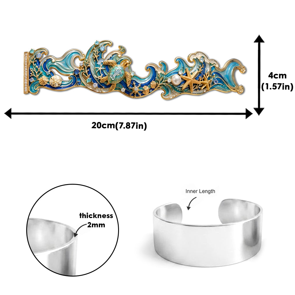 Idée Cadeau pour Amoureux de la Mer - Bracelet Personnalisé en Forme de Mer