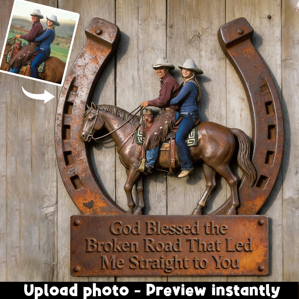 Western Style Couple Gift - Personalized Horse Cut Metal Sign