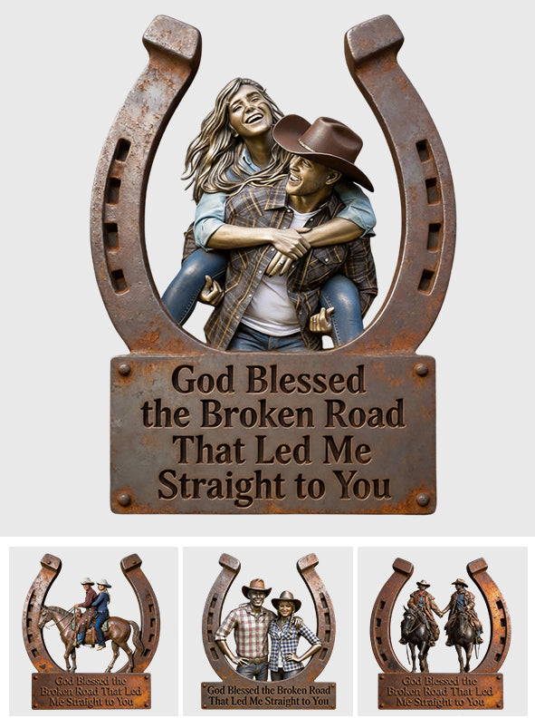Western Style Couple Gift - Personalized Horse Cut Metal Sign