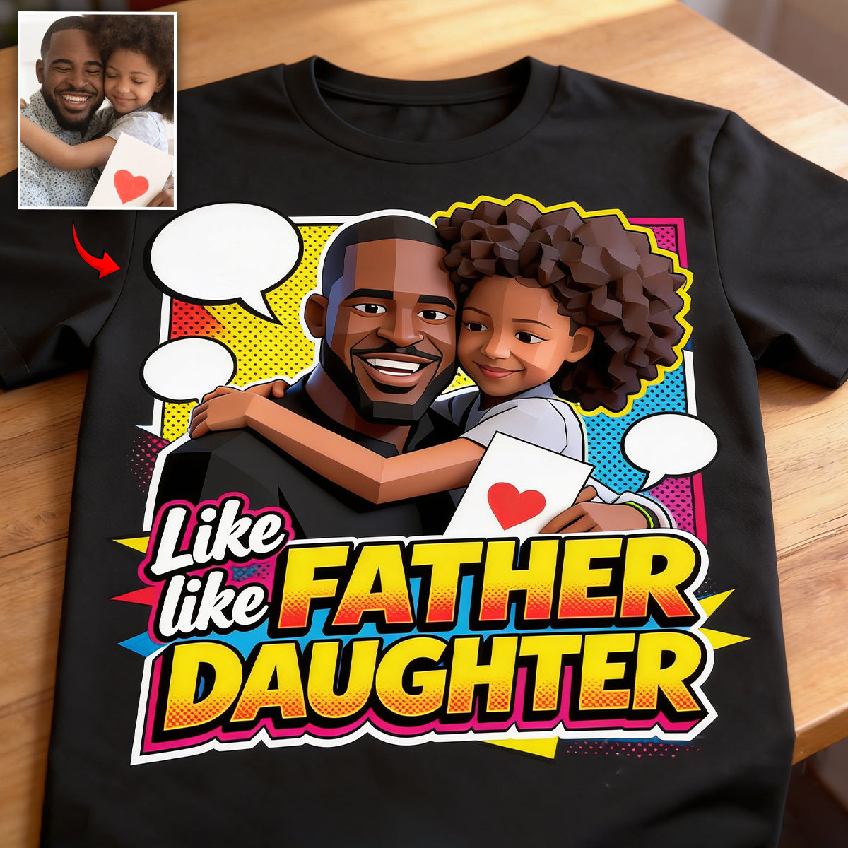 Cadeau Style Popart - T-shirt et Sweat à Capuche Personnalisés pour Papa