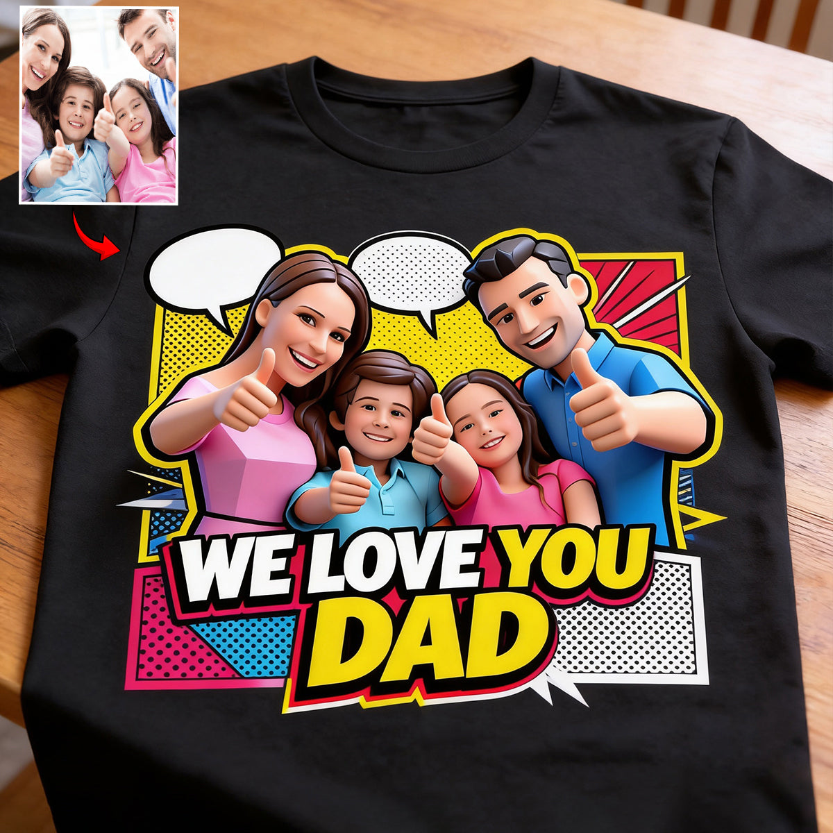 Cadeau Style Popart - T-shirt et Sweat à Capuche Personnalisés pour Papa