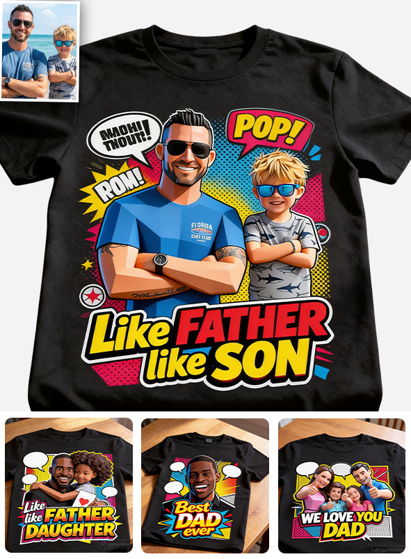 Cadeau Style Popart - T-shirt et Sweat à Capuche Personnalisés pour Papa