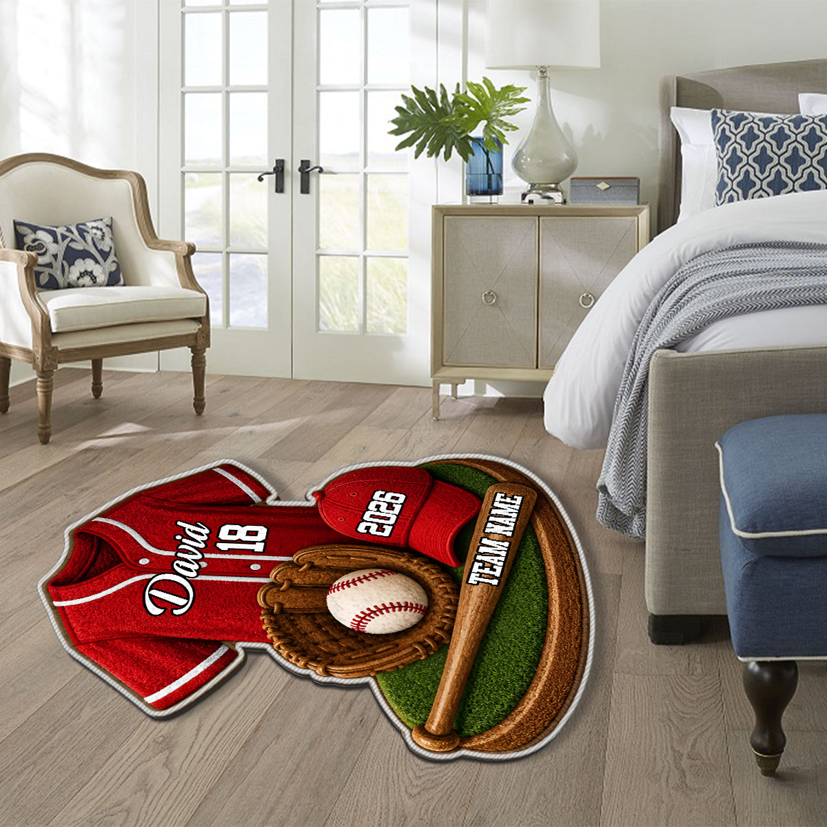 Joueur de Baseball - Tapis Personnalisé Antidérapant