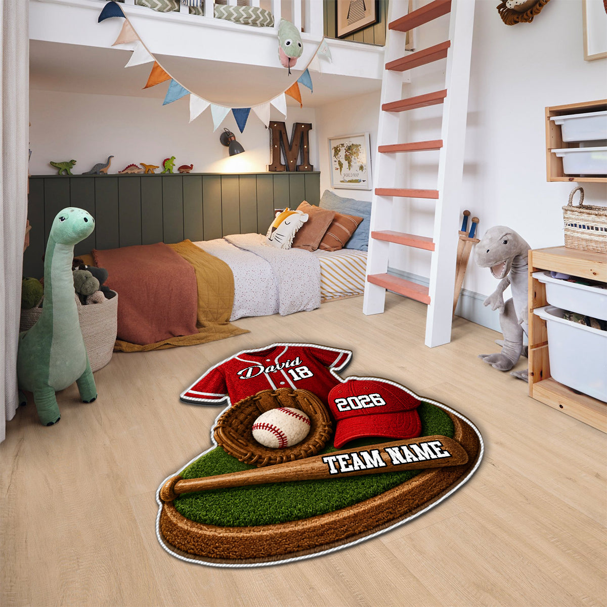 Joueur de Baseball - Tapis Personnalisé Antidérapant