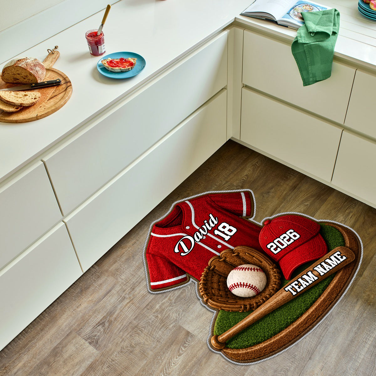 Joueur de Baseball - Tapis Personnalisé Antidérapant