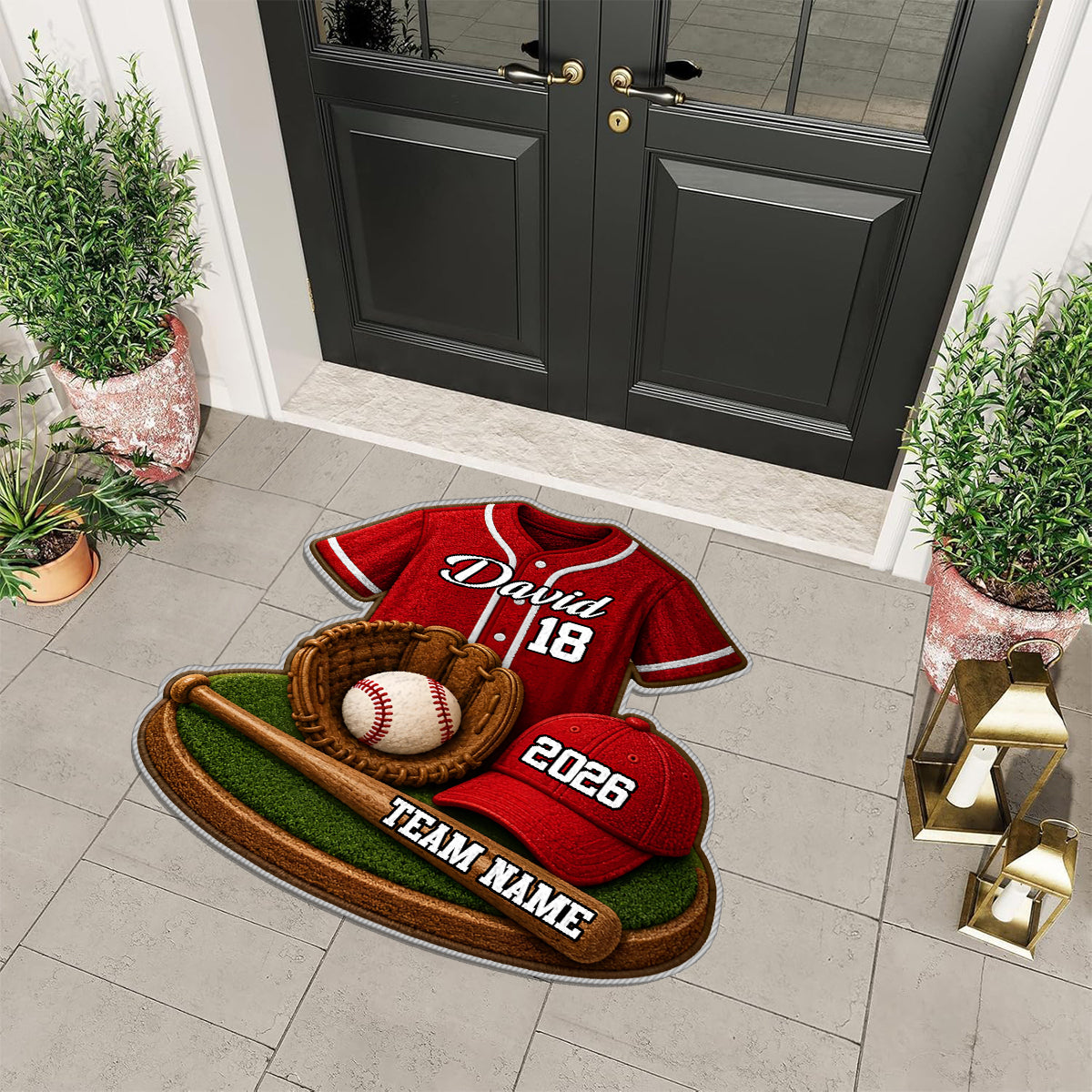 Joueur de Baseball - Tapis Personnalisé Antidérapant