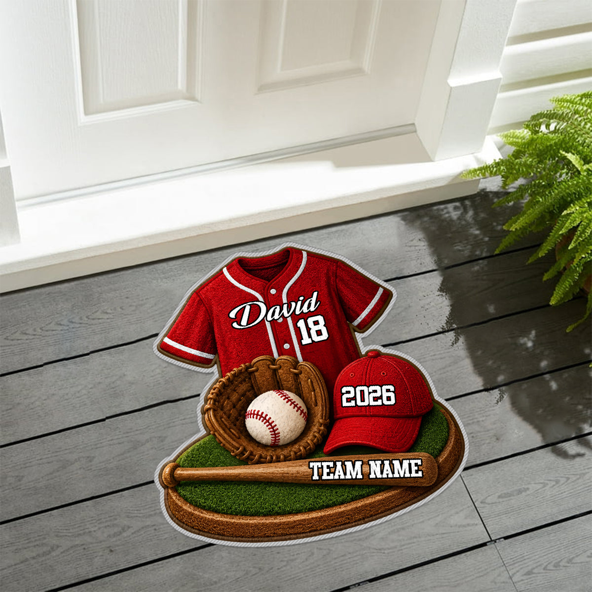 Joueur de Baseball - Tapis Personnalisé Antidérapant