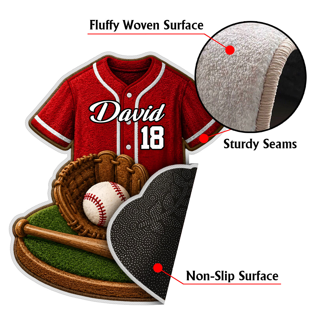 Joueur de Baseball - Tapis Personnalisé Antidérapant