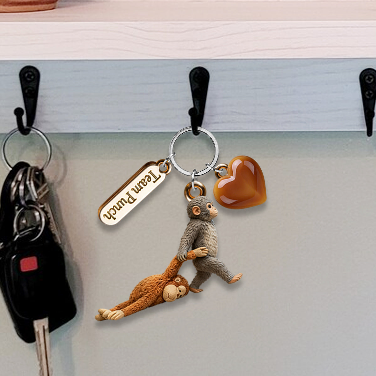 Team Punch - Monkey Lover Keychain With Charms