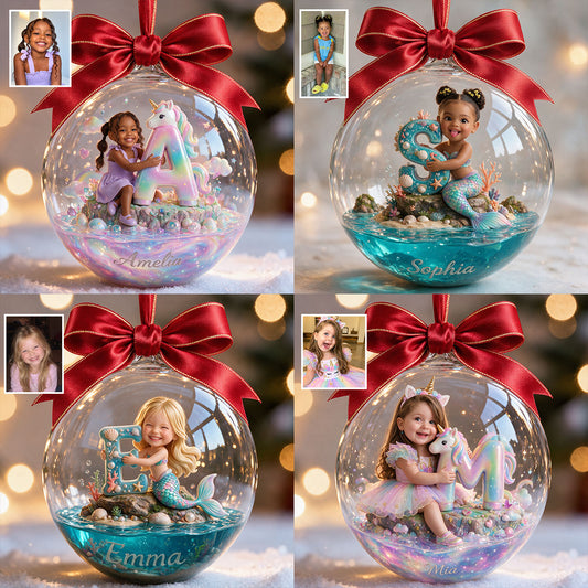 Mermaid & Unicorn - Personalized Kid Acrylic Ball Ornament