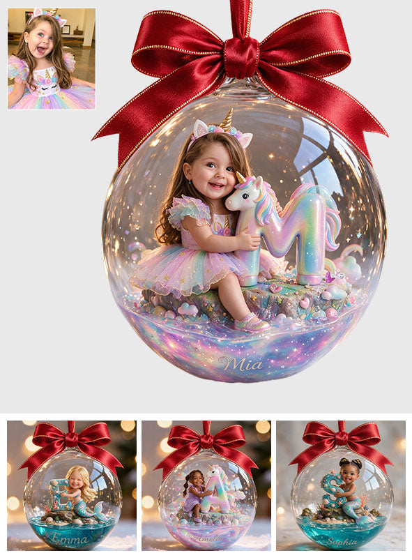Mermaid & Unicorn - Personalized Kid Acrylic Ball Ornament