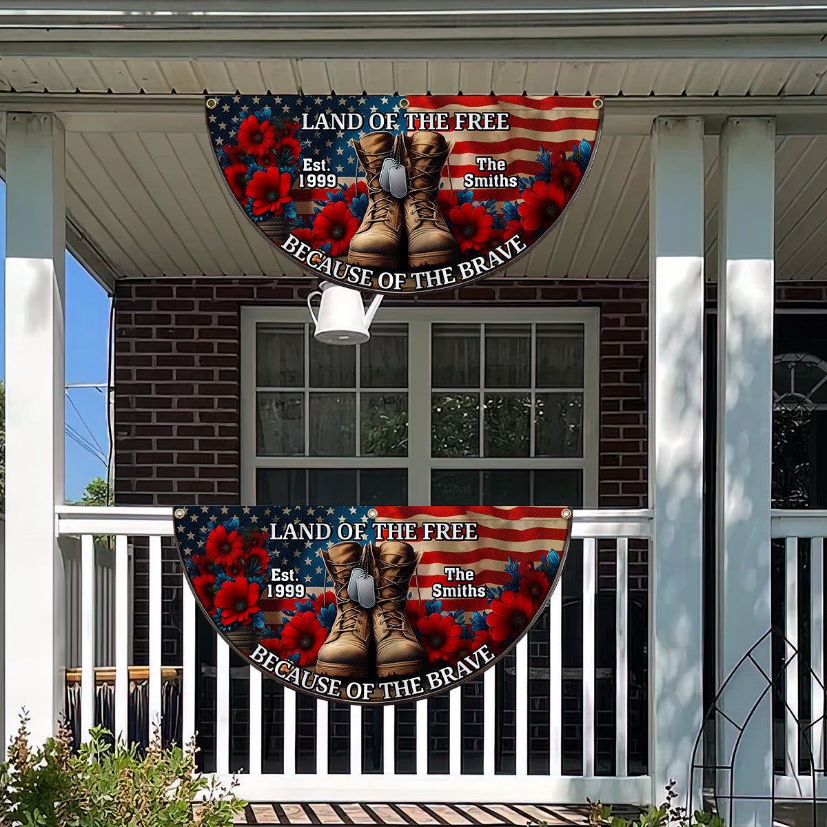 Grâce aux braves - Drapeau de supporter plissé personnalisé pour vétérans